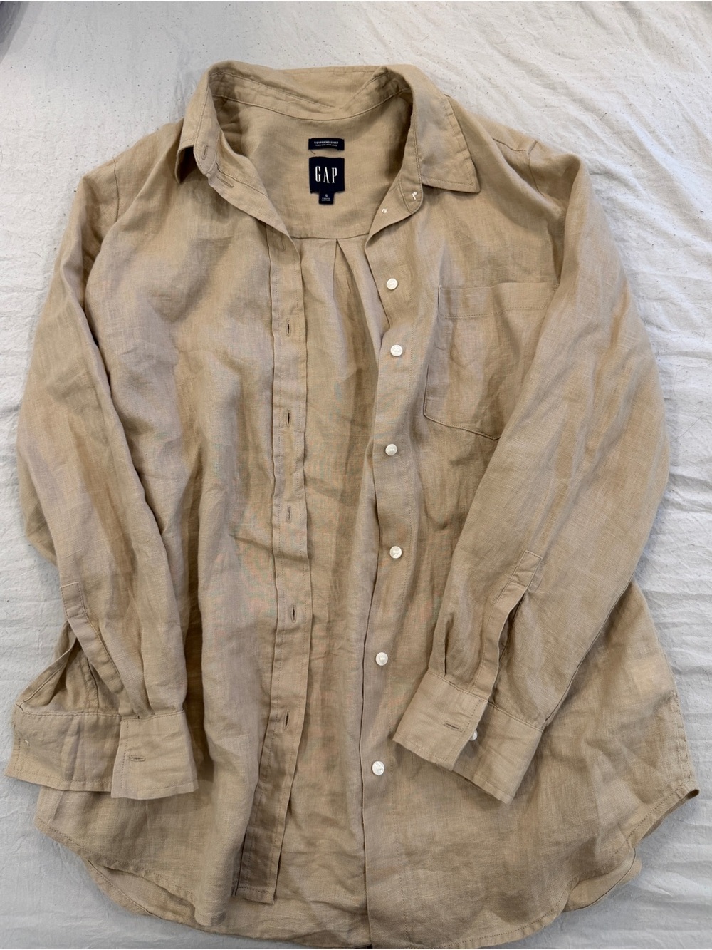 GAP Beige Linen Button-Down Shirt